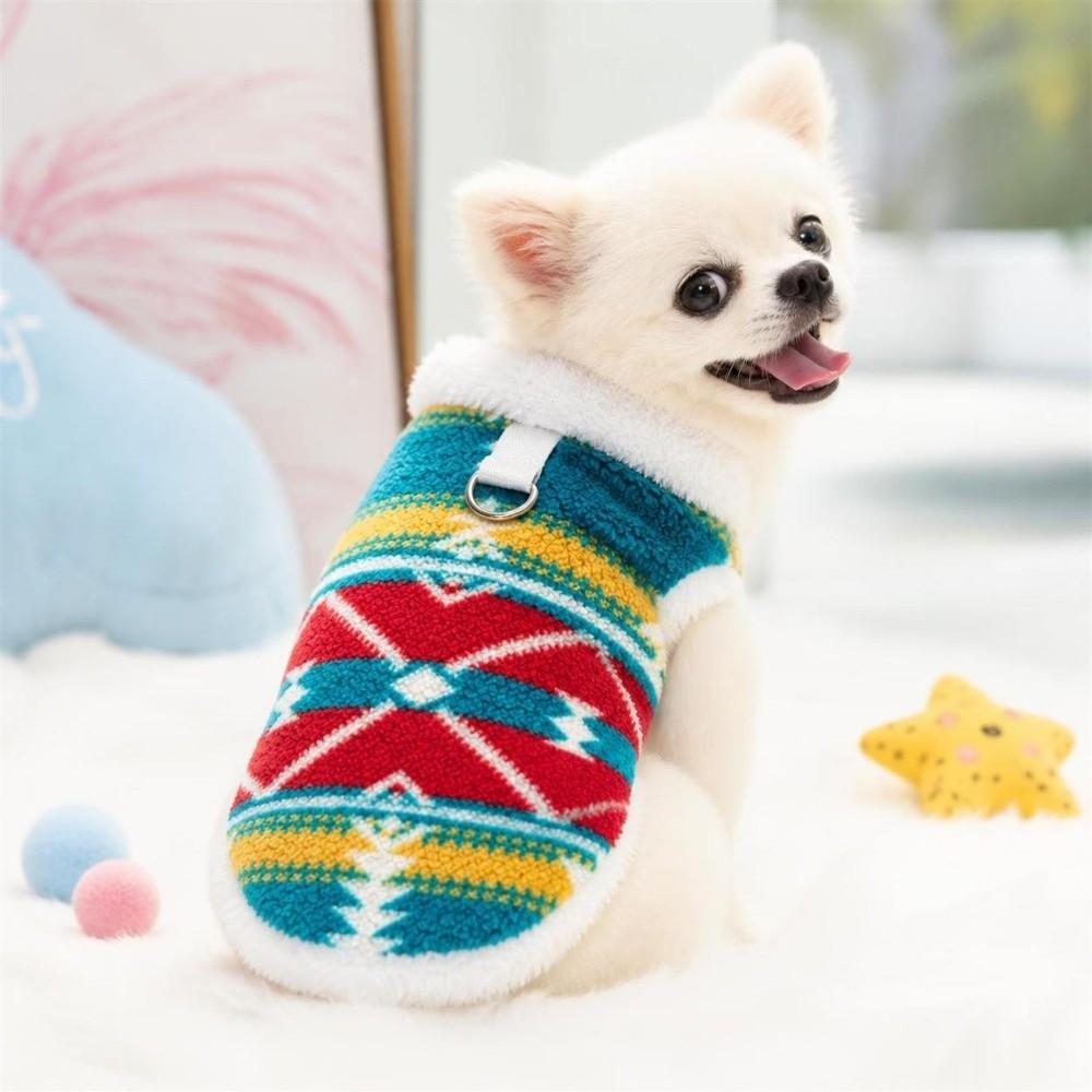 Autumn Winter Dog Warm Clothes Nordic Pattern Plush Dogs Coat  for Small Medium Dog