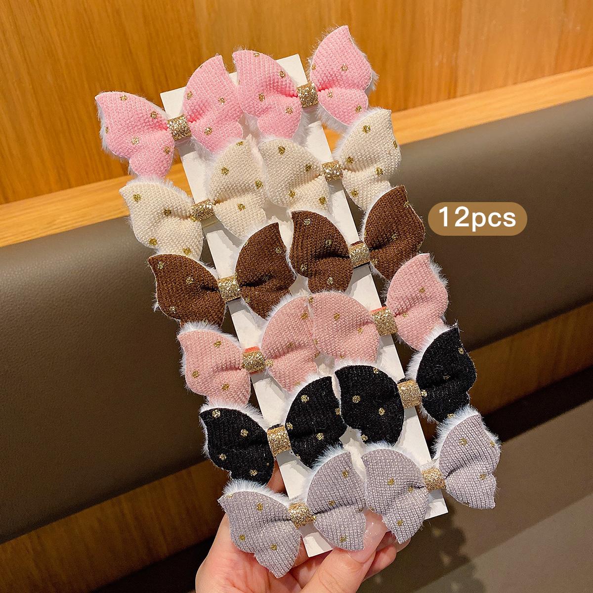 

12 plush butterfly hair clips, sweet and cute, suitable for daily use as hair accessories
