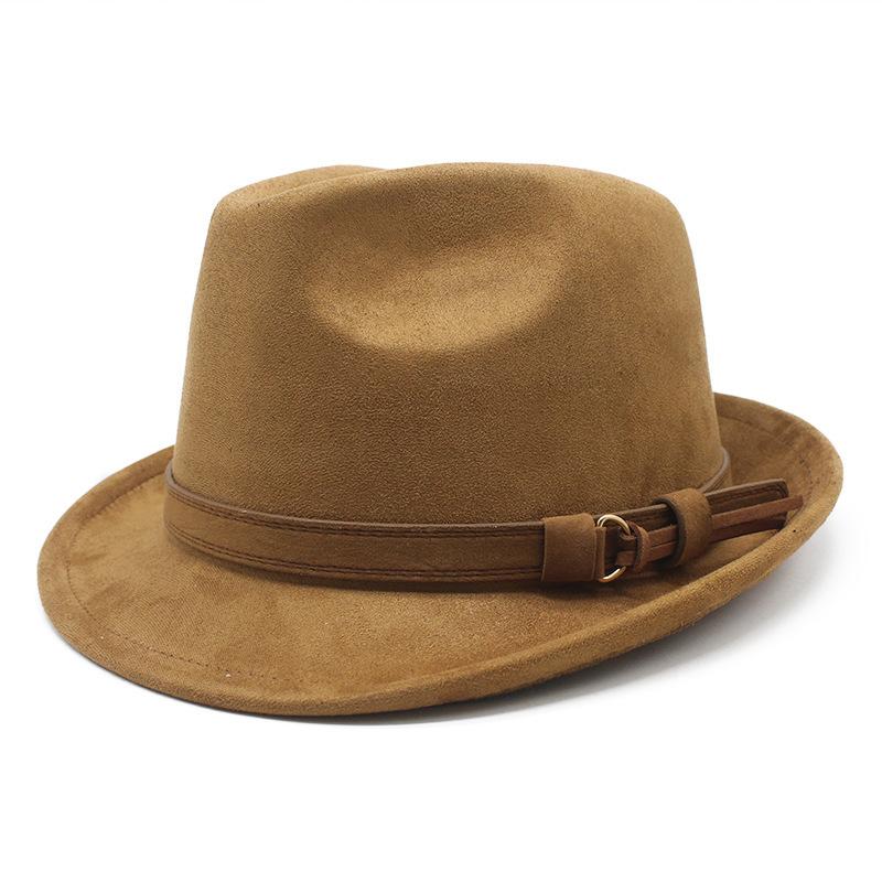 Suede top hat autumn and winter British style felt hat gentleman's small brim simple classic jazz hat Panama hat