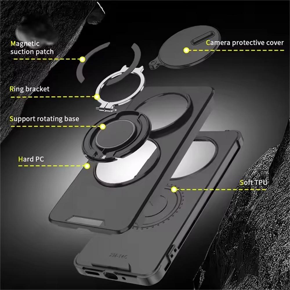 Matte Armor Ring Holder Phone Cases For Xiaomi Redmi Note 14 13 Pro Plus 14C 13 4G 5G Magnetic Slide Camera Protect Cover Fundas