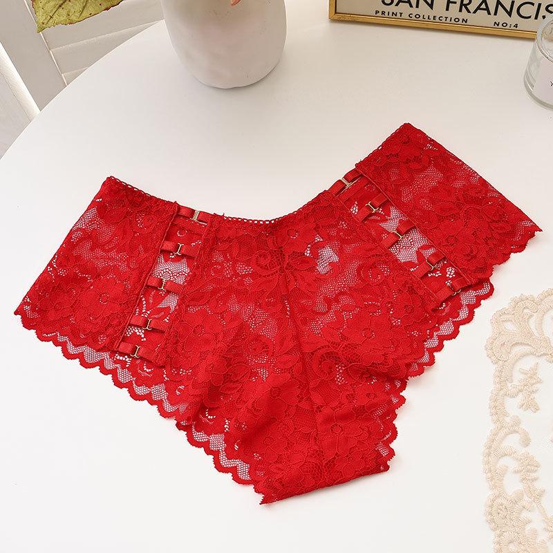12 Color Women's Panties Underwear Sexy Hollow Middle Waist Briefs Lace Flower Breathable Underpants Europe Plus Size Lingerie