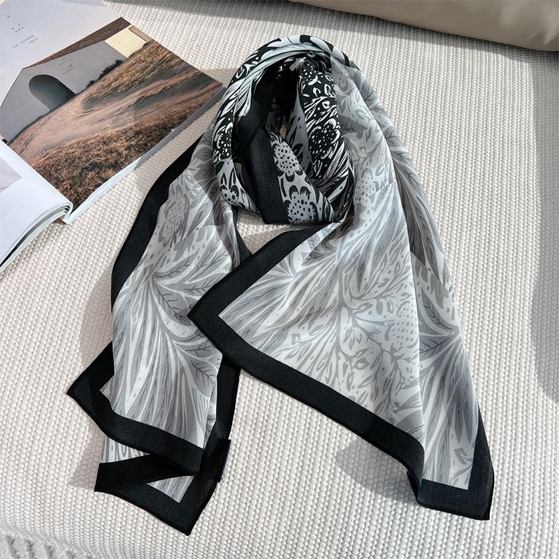 Meier Silk narrow scarf classy long decorative scarf women s autum thin mulberry silk shawl
