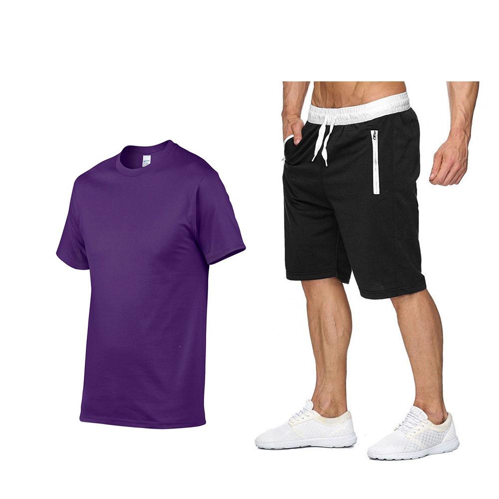 2024 Summer Men's Solid Short Sleeve T-shirt & Shorts Set