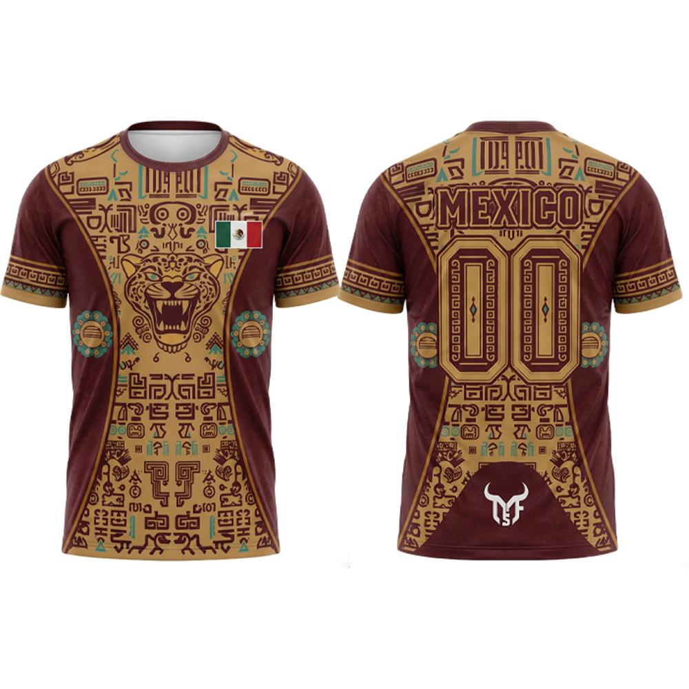 Maglietta da Calcio Uomo Stile Messicano con Grafica Giaguaro Estate Traspirante Bandiera Messicana Stampa 3D Maglia Unisex Casual Streetwear Top