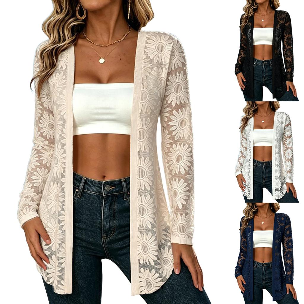 Women's Color V-Neck Long Sleeve Loose Fit Casual Cardigan