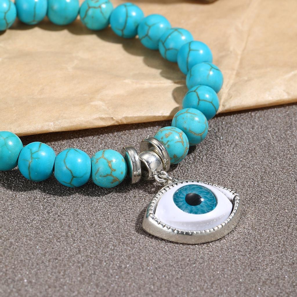 Fashionable Bohemian Ethnic Turquoise Beaded Bracelet Set For Women