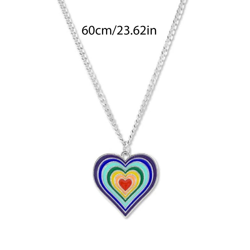 European American Novel Simple Rainbow Love- Pendant All-match Clavicle Chain Adjustable Long Chain Cold Wind Necklace