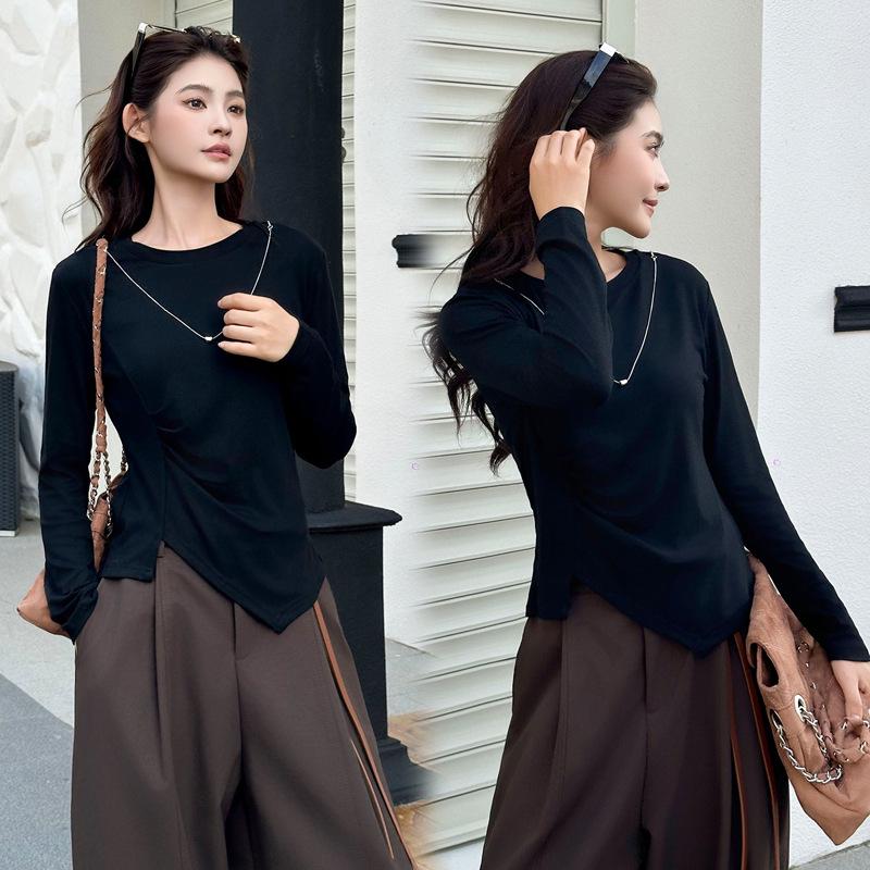 Women s Black Long Sleeve Side Slit T-Shirt 3XL