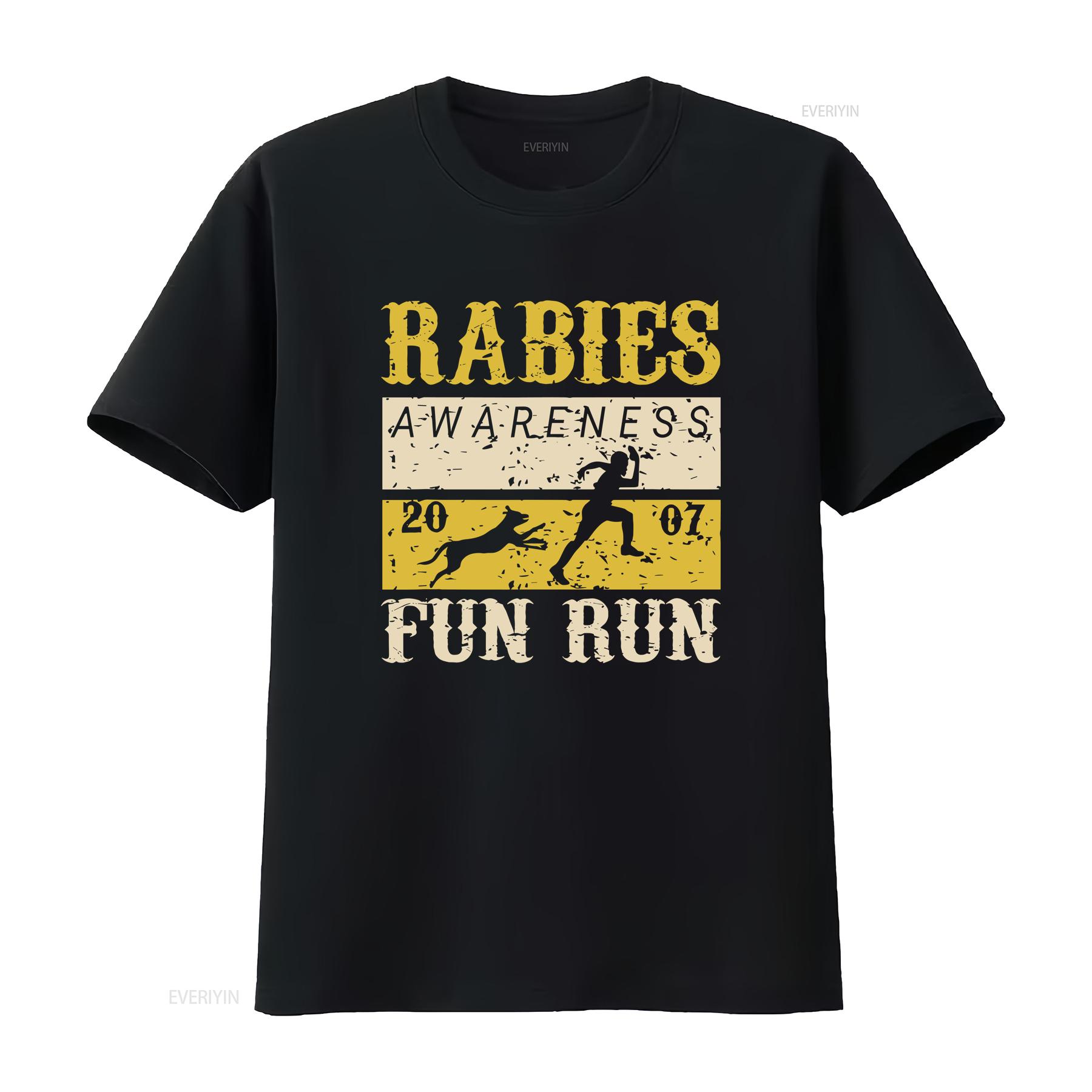 

Rabies Awareness Fun Run International Day Funny T Shirt vintage Washed Unisex Top For Everyday Wear designer clothes graphic 4XL