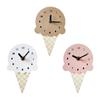 Wall Clock Ice Cream Shape Stylish Wooden Bedroom Clock for Living Room Decorating Children's Rooms Office Home Wall Decor