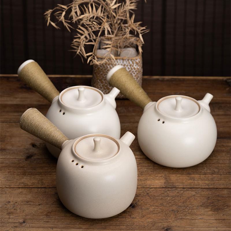 3 Stil Beigefarbene Keramikkessel Teekanne Teegeschirr Set Milch Oolong Tee Tie Guan Yin Puer Weißer Teekanne Teegeschirr Typ