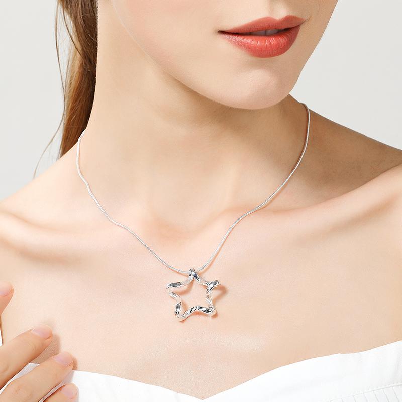 Xiaomi DOTEFFIL 925 Sterling Silver Starfish Pendant Necklace 16-30 Inch Snake Chain Fashion Wedding Engagement Jewelry