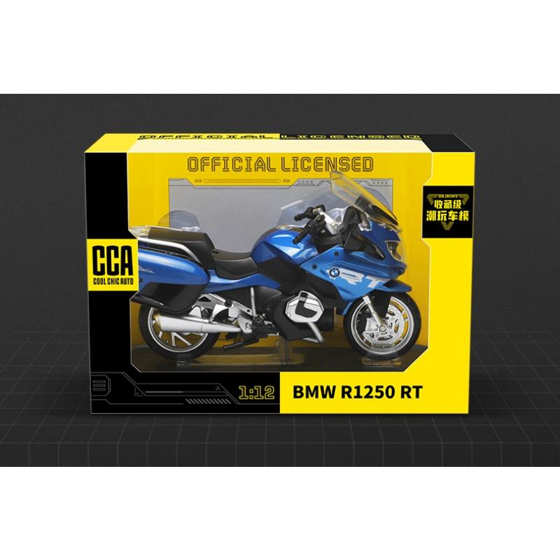 Modello di motocicletta pressofusa in lega BMW R1250RT 1/12 con base, giocattolo da regalare, modello di motocicletta statica pressofusa
