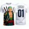Men's One Piece Anime T-Shirt Zoro Hunter Print Boys Clothes Girls Short Sleeve Men Jersey Casual Lightweight Tops