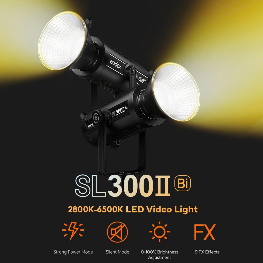 Godox SL300IIBi Studio LED Video Light 320W High Power Photography Light 2800K6500K Dimmable 9 FX
