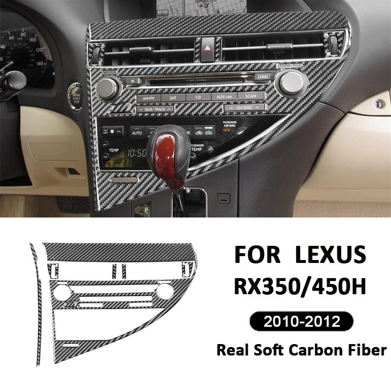 Carbon Fiber Car Central Console Multimedia CD Audio Control Panel Frame Decoration Sticker For LEXUS RX350 RX450H 2010-2012