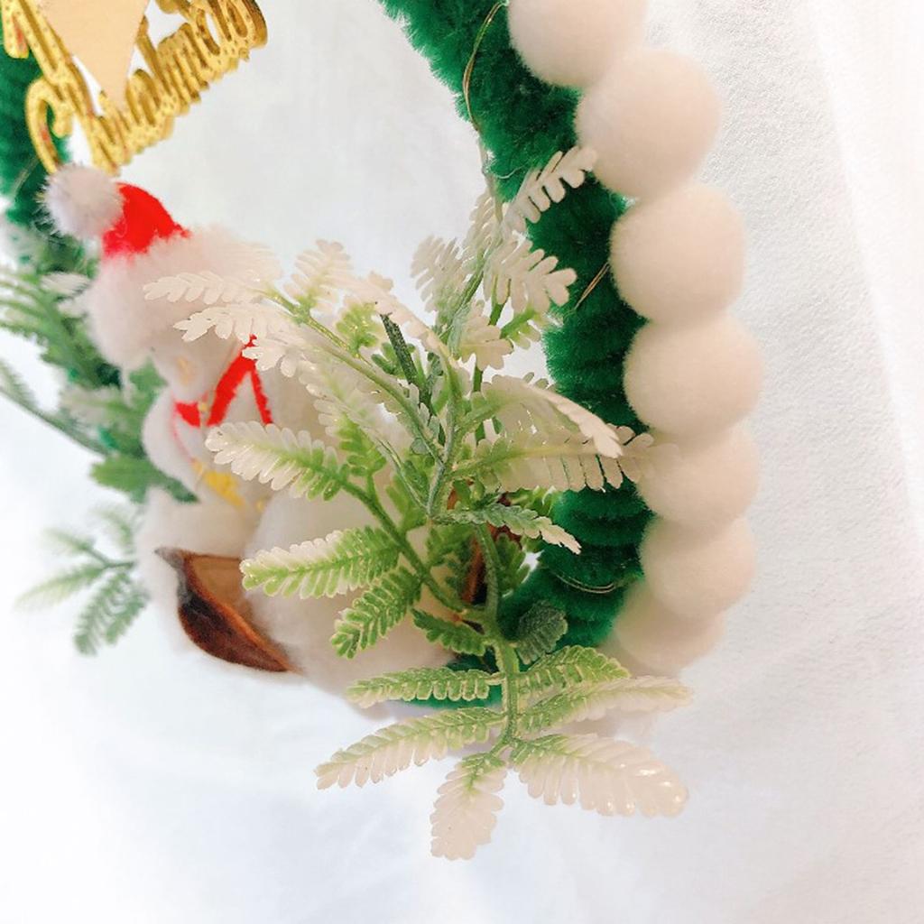DIY Christmas Wreath with LED Light Battery Operated Christmas Tree Hanging Ornament for Christmas Party Decorations