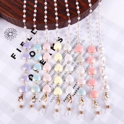 Neck Heart Shaped Mask Anti-lost Chains Love Glasses Chains Spectacle Cord Pearl Sunglasses Chains