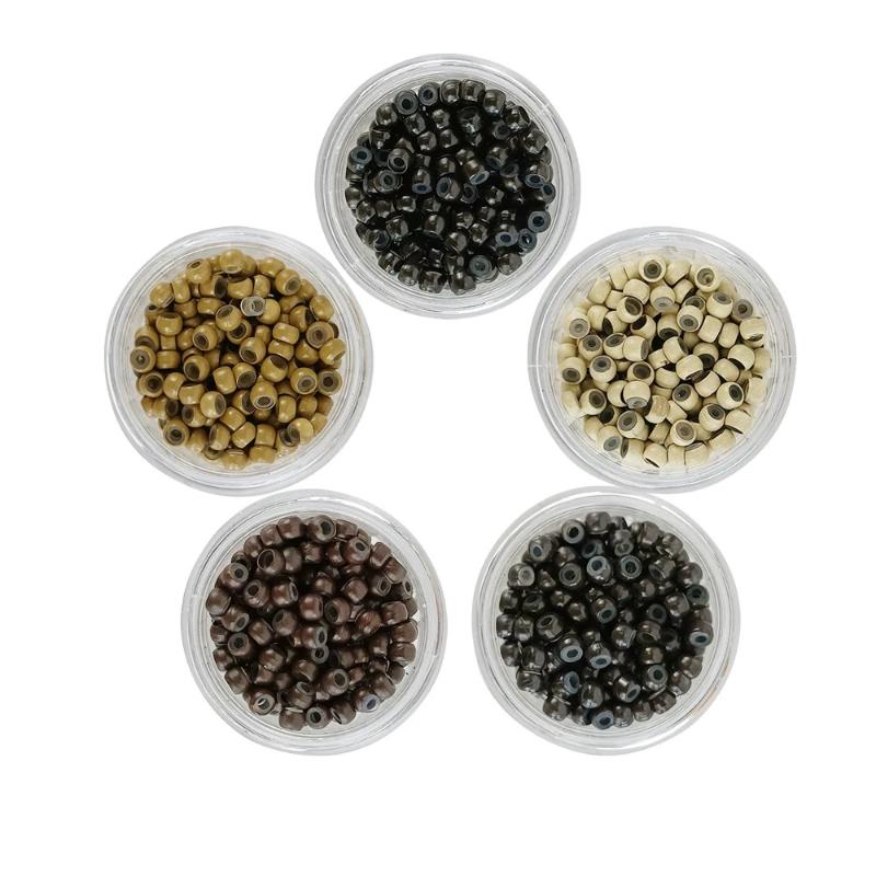 200Pcs Hair Extension Tools 4.0Mm Silicone Nano Rings For Nano Rings Copper With Silicone Lined Hair Beads Hair Rings