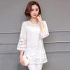 BLACK Women Summer Blouses Shirt Chiffon Women Tops Plaid Half Sleeves Women Blouses Plus Size Blusas White Red Black Lace Solid Color Shirt