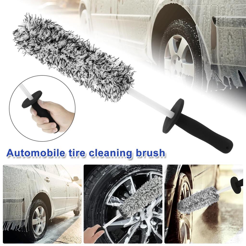 Car Wheel Cleaning Brush Rim Brush 41.91 Cm Non-Slip Handle Wheel And Rim Detailing Brush Auto Care For Car Motorcycle Bicycle