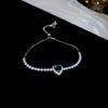Peach Heart Love Bracelet Women's Fashion Temperament Zircon Bracelet Light Luxury Link Chain Bracelets Wristband Jewelry K-