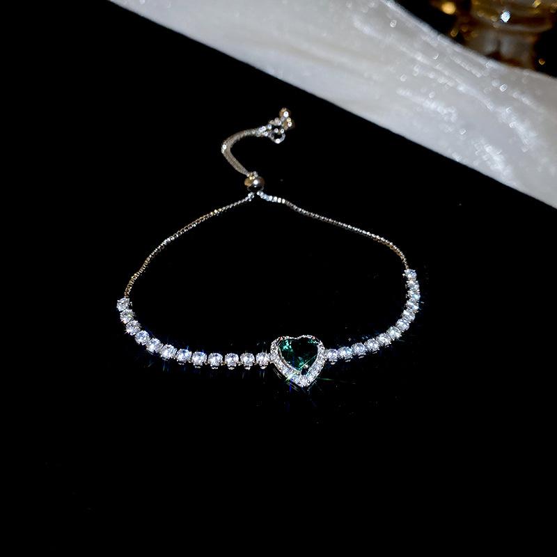 Peach Heart Love Bracelet Women's Fashion Temperament Zircon Bracelet Light Luxury Link Chain Bracelets Wristband Jewelry K-