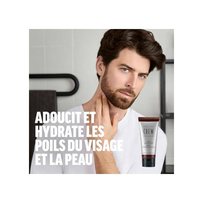 Hydratant peau &amp; soin barbe - AMERICAN CREW - 2-en-1 100 ml - Formule légère - Non comédogène - Sans résidu blanc
