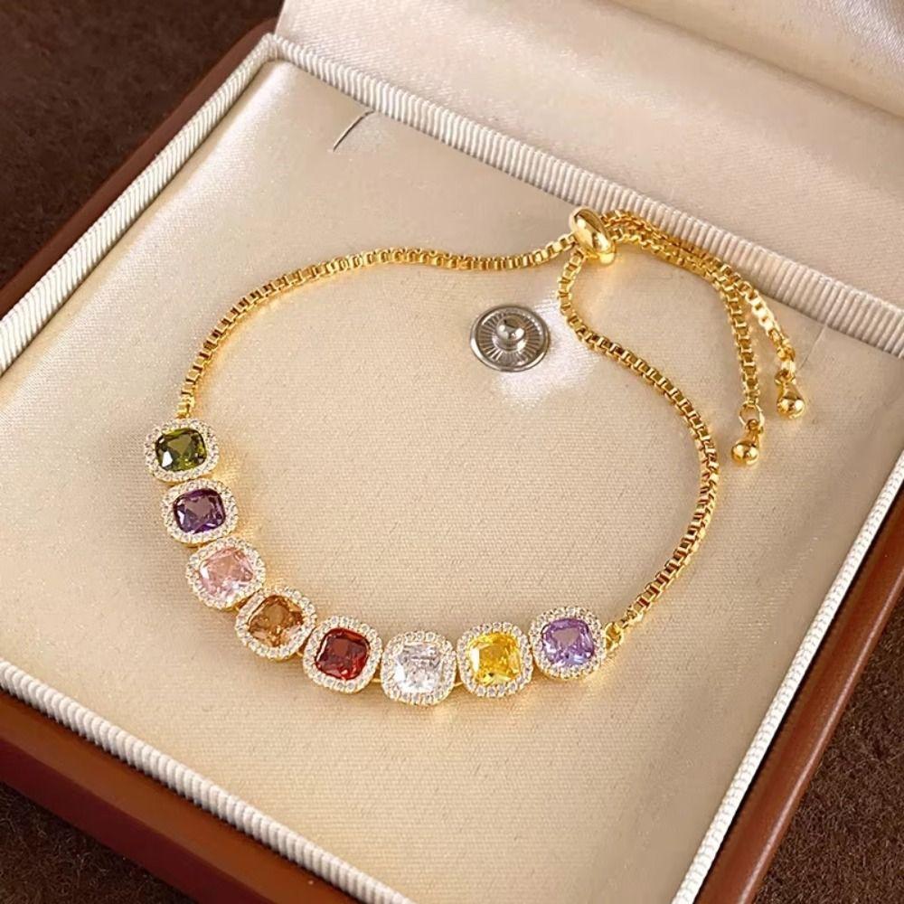 Luxury Geometric Cube Bracelet Exquisite Colorful Stackable Bracelet Friendship Gift