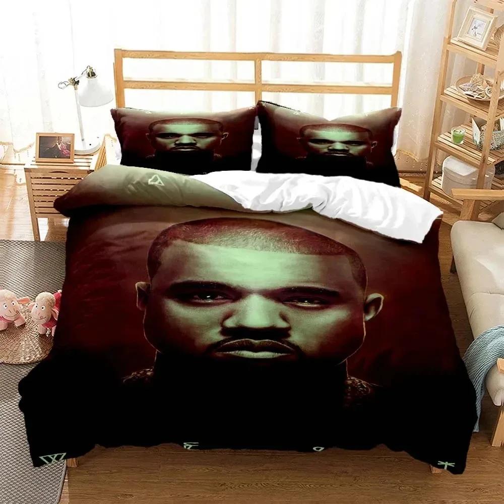 3D Print Rapper Kanye West Musik Bedding Set Double Twin King Duvet Cover Comforter Pillowcase Boys Girls Adults Bedroom