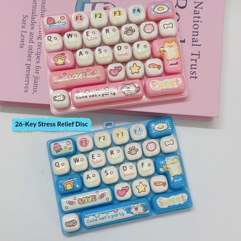 1Pcscute Cute 26 Key Stress Reducing Keyboard Creative Mechanical Healing Tool Popular Pendant Small Gift Accessories