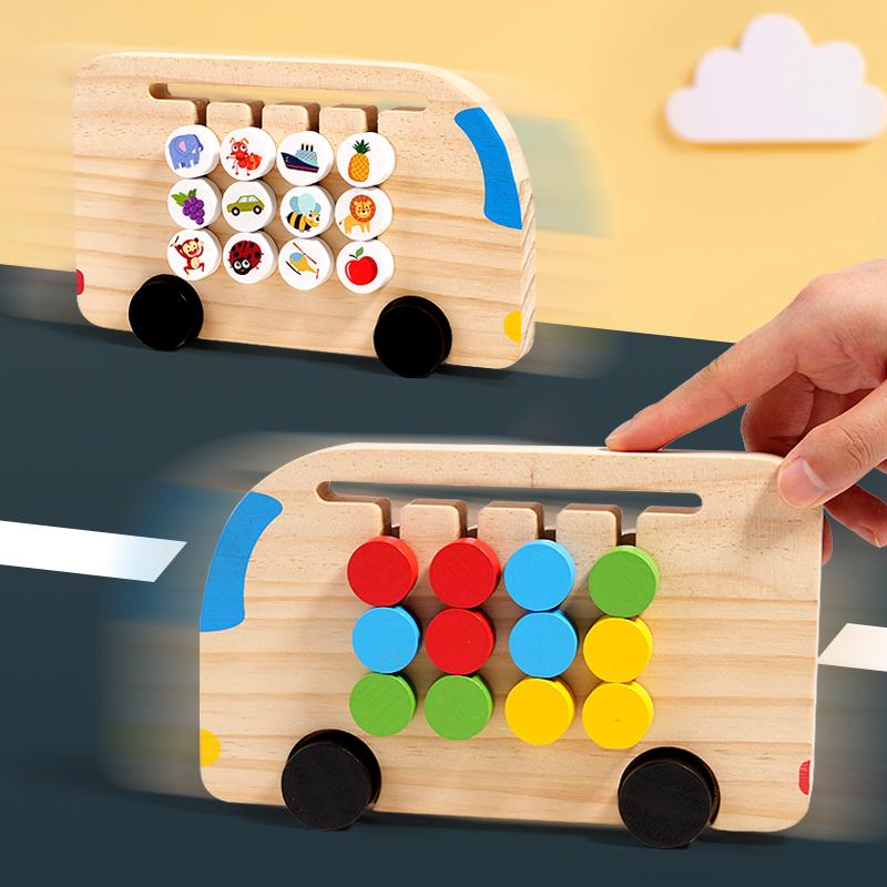 Montessori Holzfarben Zuordnungs-Puzzles Logikspiel Denktraining Erleuchtung Hand-Auge-Koordination Frühes Lernspielzeug