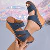 Women's Platform Wedge Flip-Flops: Summer 2026 Thick Sole, Large Size, Open Toe, Velcro Strap Sandals for Outdoor Wear