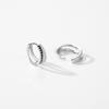 Classic Round Ear Buckles for Women Fine Jewelry 925 Sterling Silver Line Simple Black White Zirconia Trendy Hoop Earrings