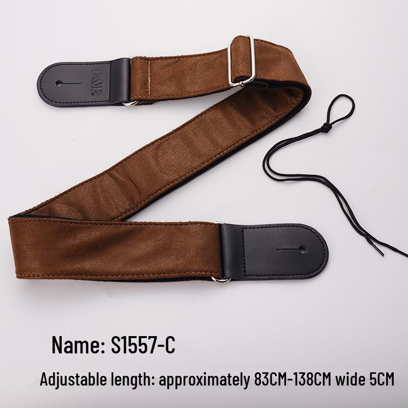 PU Leather Guitar Strap: Acoustic, Electric & Classical - No-Hole, Widened Shoulder Design