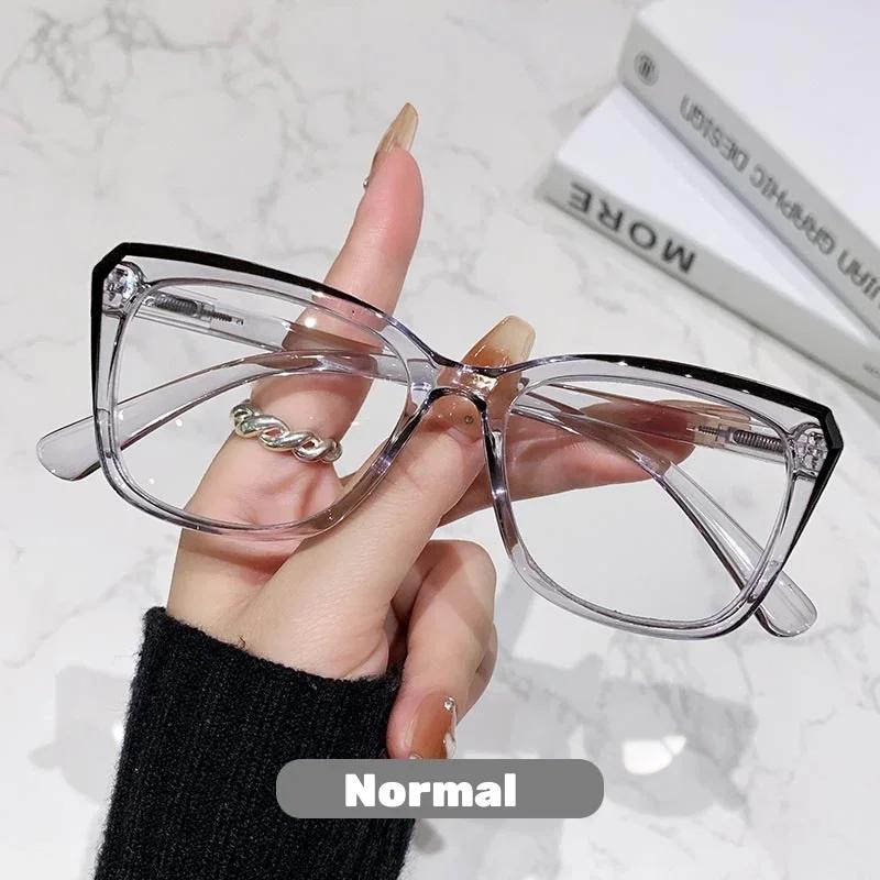 Fashion Square Full-Frame Photochromic Multifocal Reading Eyeglasses Neutral Style High-Definition Blue Light Blocking Glasses +4.0