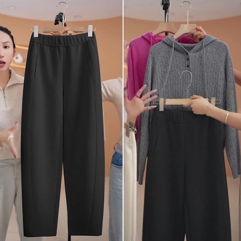 

Женские спортивные штаны-шаровары из ацетатной шерсти - Коллекция Весна/Осень 2025, Повседневные спортивные штаны с плюшевой подкладкой 28/L (106-115 jin)