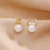 Light luxury pearl stud earrings women's niche design sense love bow earrings versatile earrings commuting