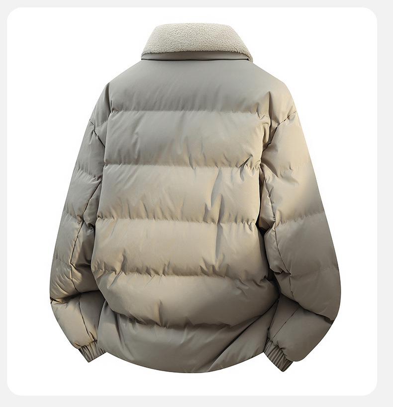 2025 Winter Herren Trendige Dicke Baumwolljacke mit Schönem Pelzkragen und Stehkragen