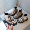 Kids Boots Leopard Prints Classic Little Boys Ankle Boots Side Zipper Fashion Classic Unisex Girls Rubber Boots Breathable Warm