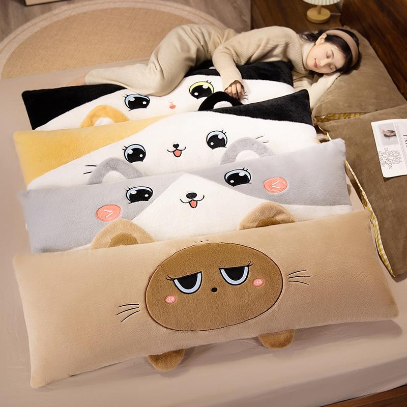 Nowa 60/90cm Urocza Pluszowa Poduszka Długa z Kotem Kreskówkowy Wypchany Pluszak Zabawka Dekoracja Łóżka Kanapy Idealny Prezent Urodziny Boże Narodzenie