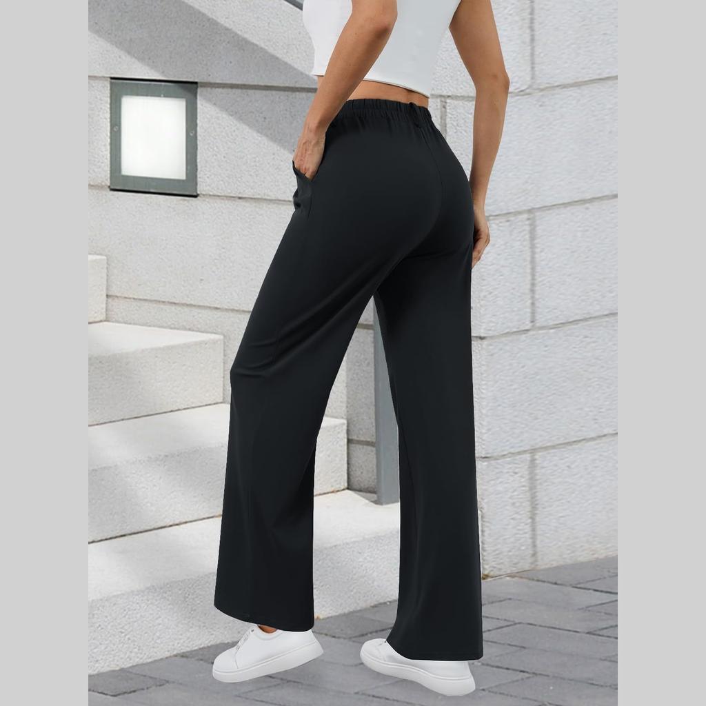 Stylish Women's Formal Trousers, Work Trousers, Business Casual Trousers, Wide-leg, Loose-fitting, High-waisted, Solid Color Casual Trousers