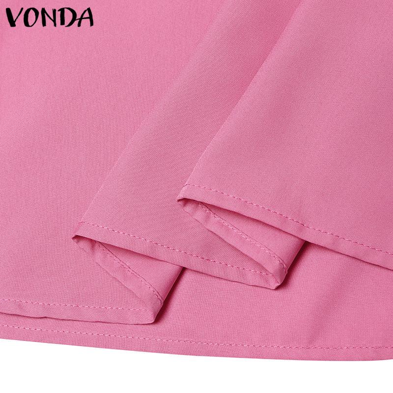 VONDA Women Casual Square Neck Short Sleeve Ruffle Blouse