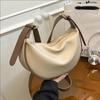 Stylish Womens Mini Crossbody Bag PU Leather Water Dumpling Shape Shoulder Daily Casual Wear