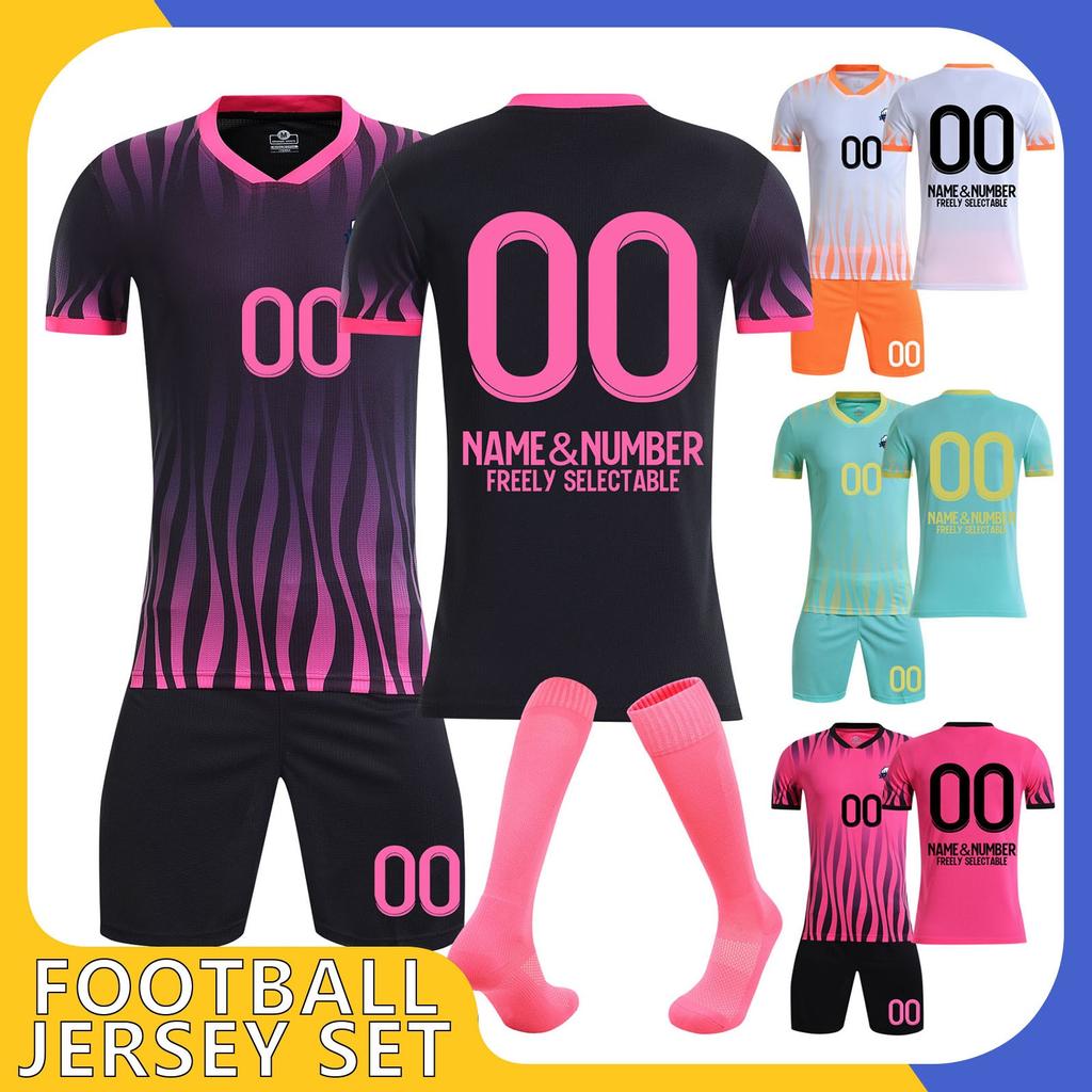 Customizable Soccer Jersey Set for Men Women Personalized & Number Breathable Quick-Dry Fabric &