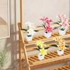 Artificial Lily Potted Bonsai Fake Lily with Leaf Potted Plant Wedding Flower Arrangement Props Home Decoration Party Decor