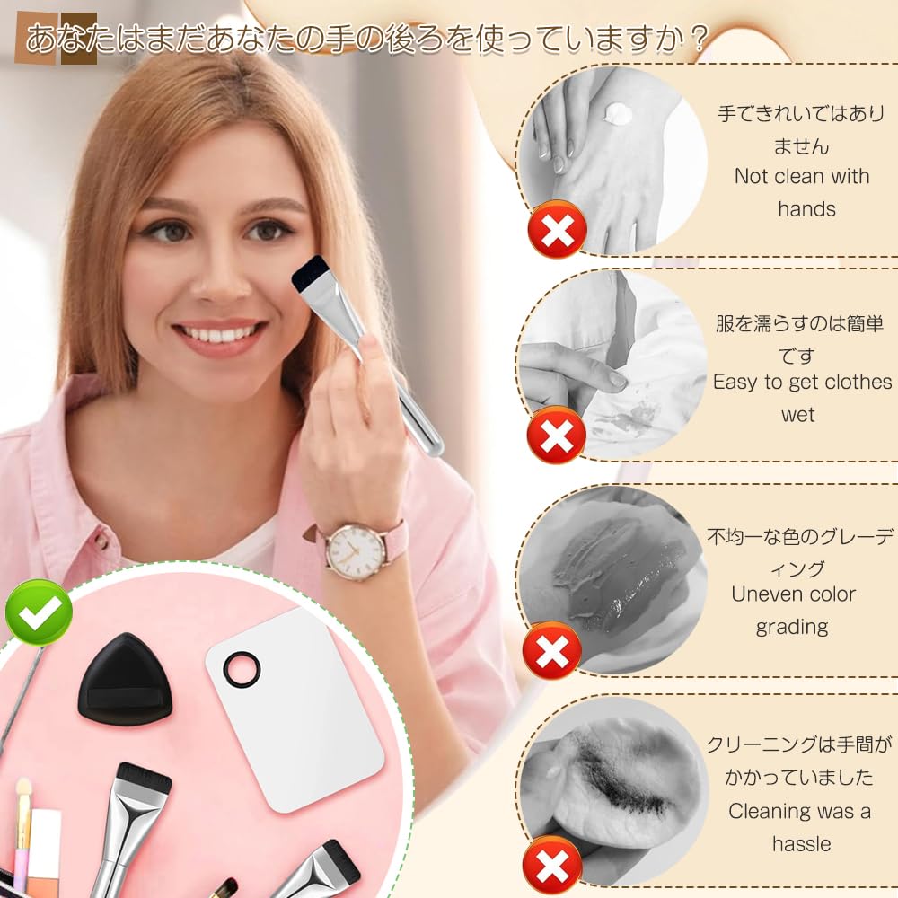 Set of 4 foundation flat makeup and triangular sponge puffs for wet or dry Features a scraper design for portable makeup Includes a flat foundation