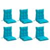 VidaXL Set of 6 Low Back Chair Cushions, Waterproof Seat Pad, Non-slip Outdoor Cushion Garden 377736