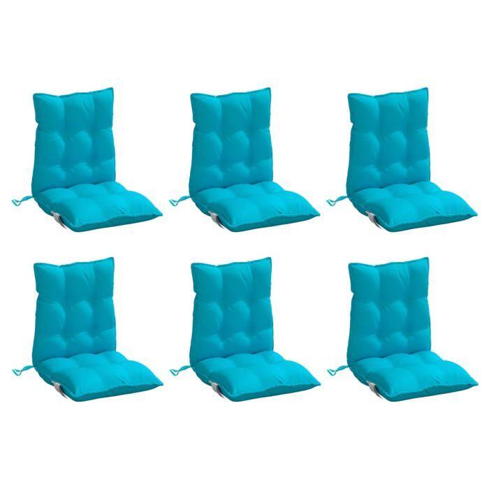 VidaXL Lot de 6 Coussins de Chaise à Dossier Bas, Galette de Siège Imperméable, Coussin d'Extérieur Anti-glissement Jardin 377736