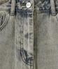 Noir For Woman Dirty Washed Distressed Long Denim Skirt (Dusty Gray)